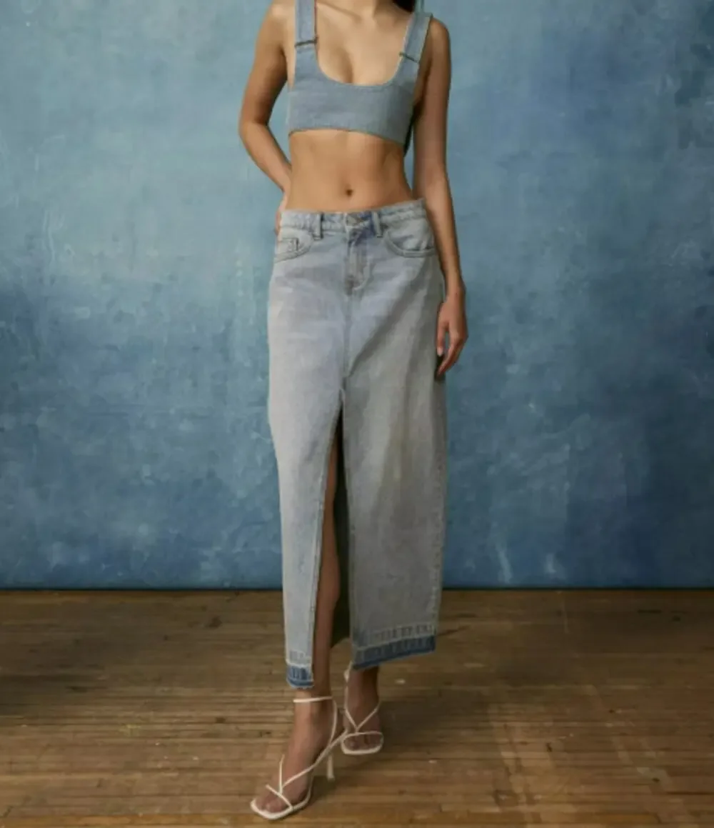 BDG  Urban Outfitters Mandi Denim Maxi Split Skirt Raw Hem SMALL